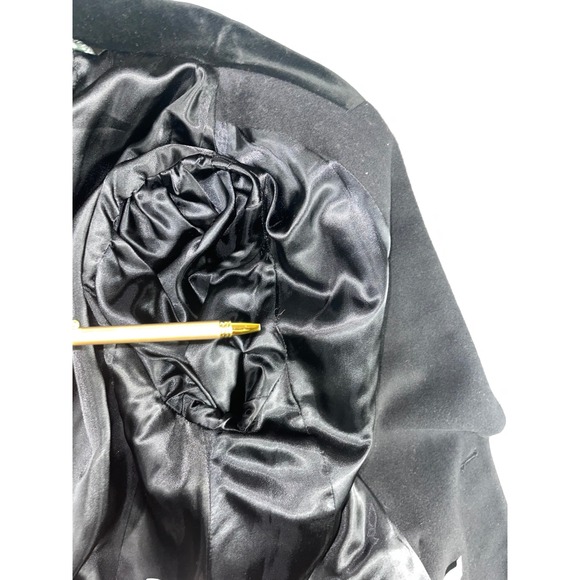 Vtg Laura Ashley Wool Coat Women 12 Full Length Double Breasted Velvet Collar - Picture 11 of 16